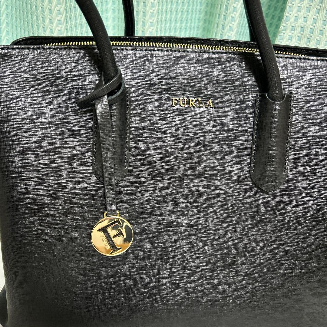 FURLA 黒 レザー ビジネスバッグ フルラ FURLA トートバッグ ビジネス