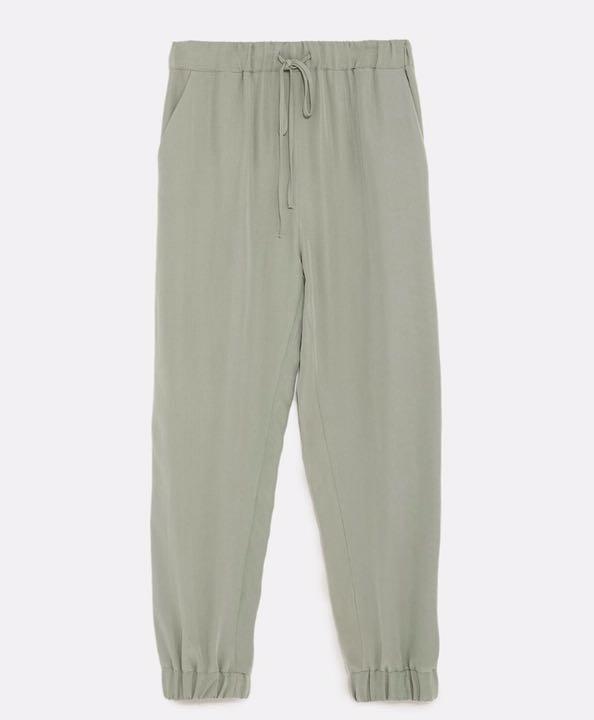 新品☆ZARA ザラ サイドライン入りジョガーパンツ M, green