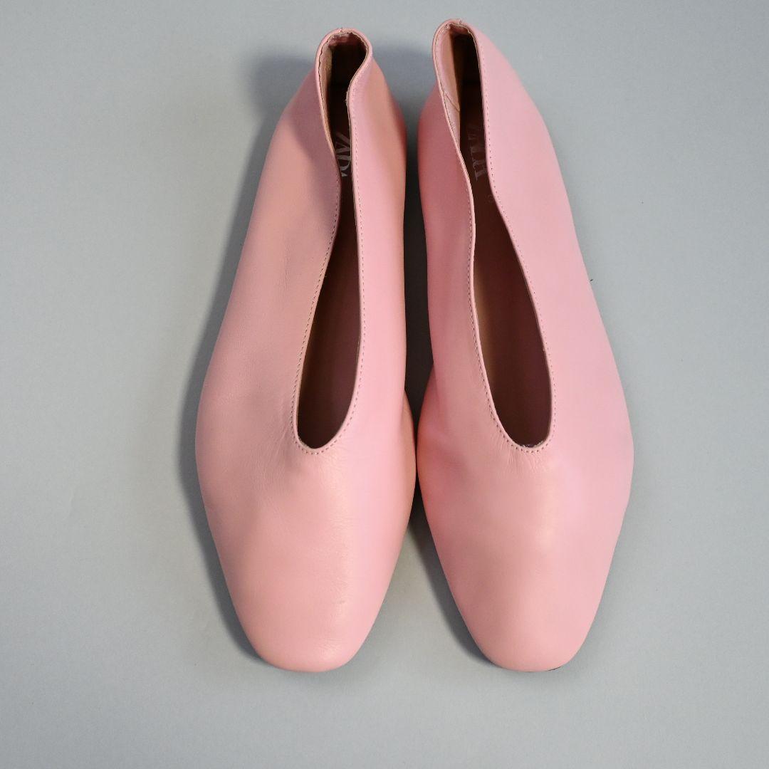 ☆ドイツ発*ZARA*新作*本革スエードバレエシューズ/PINK☆ レースアップ ZARA(ザラ) バレエシューズ(レディース) - 海外