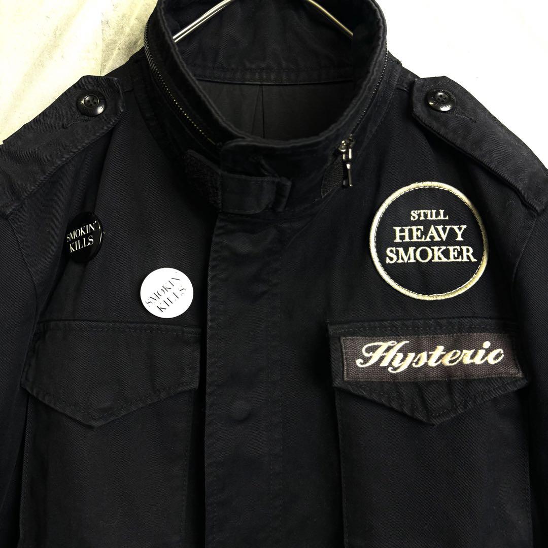 希少 美品 ヒステリックグラマー ガール バックロゴ ミリタリージャケット 黒S