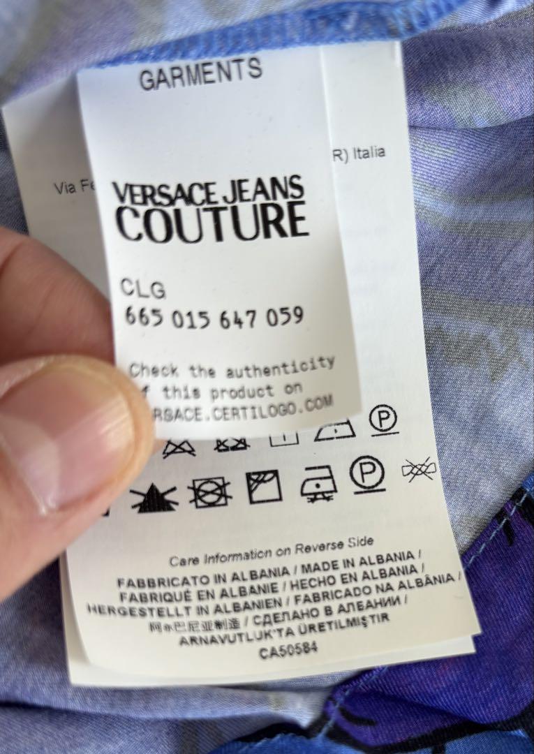 VERSACE JEANS COUTURE トゥィッグス シャツ ブルー 44 VERSACE JEANS COUTURE | Bright blue Men's Patterned Shirt | YOOX