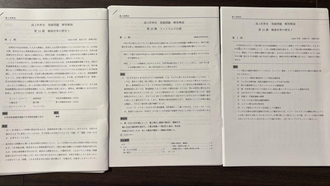 鉄緑会 高3 世界史 問題集 授業内プリント 11回分
