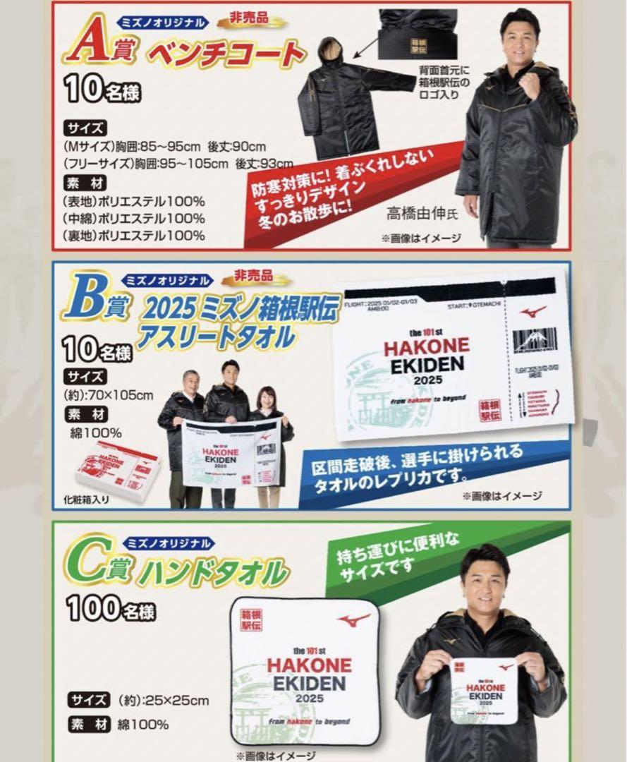 箱根駅伝 2025 ミズノ ベンチコート　アスリートタオル　ハンドタオル