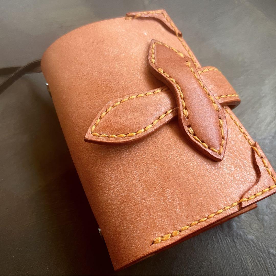 本革　ミニ5  システム手帳　ハンドメイド　【クラシカル／オレンジ】