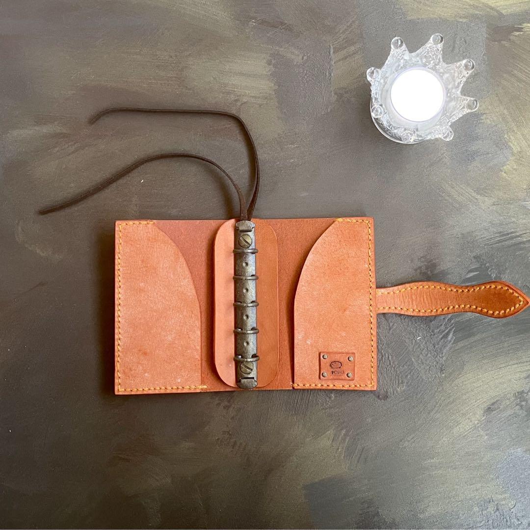 本革　ミニ5  システム手帳　ハンドメイド　【クラシカル／オレンジ】