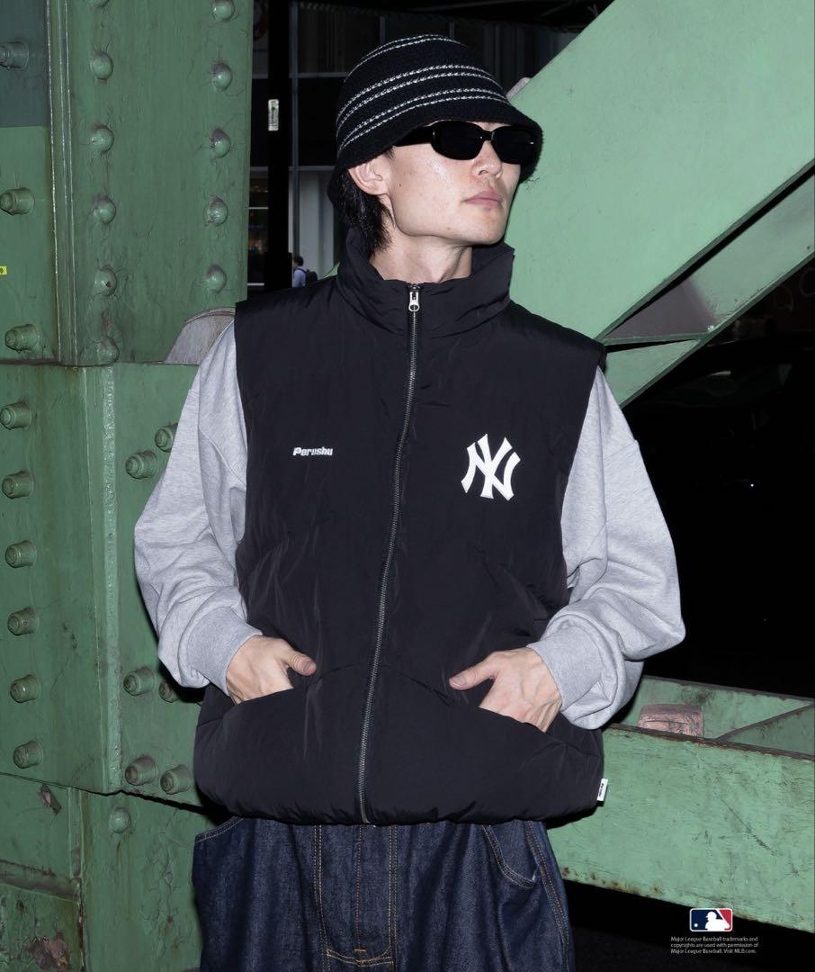 Perushu × MLB スタンドネック中綿ベスト