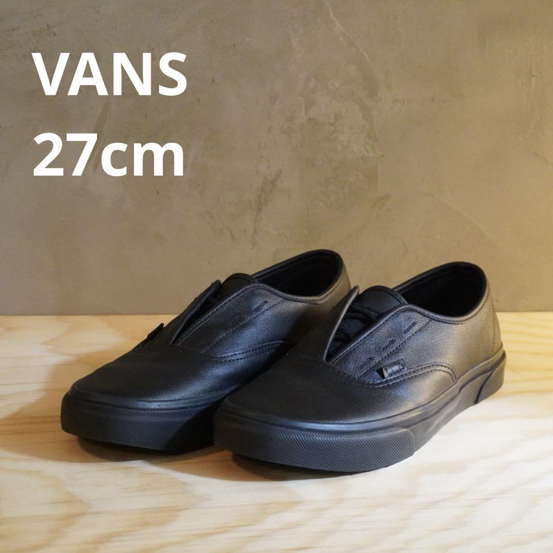VANS オーセンティック レザー v44cf gb 【使用1回】27cm VANS ヴァンズ AUTHENTIC オーセンティック V44CF GB BLACK