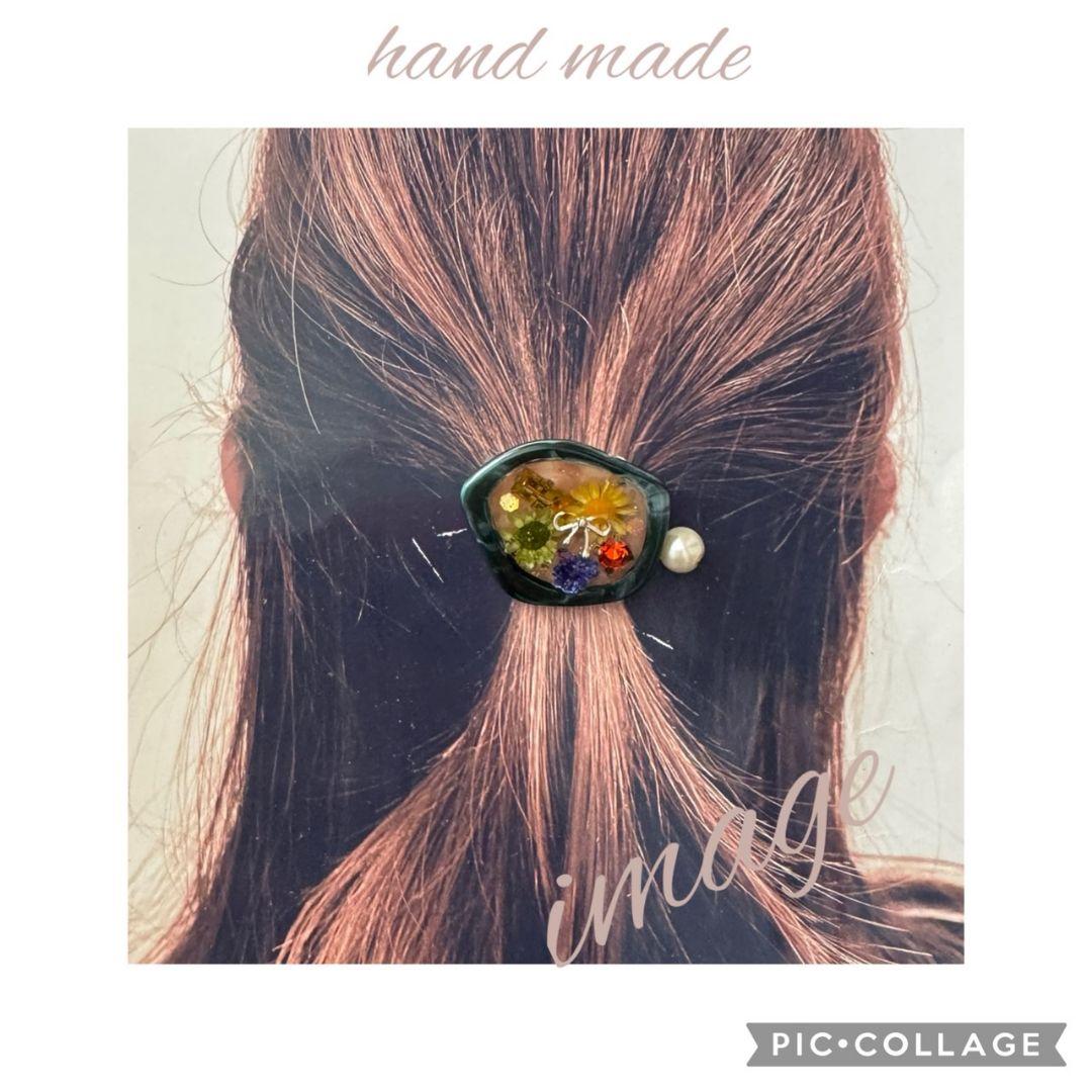 メグえもん様お取り置き№3738 アクリルフレームフラワーレジンヘアゴム