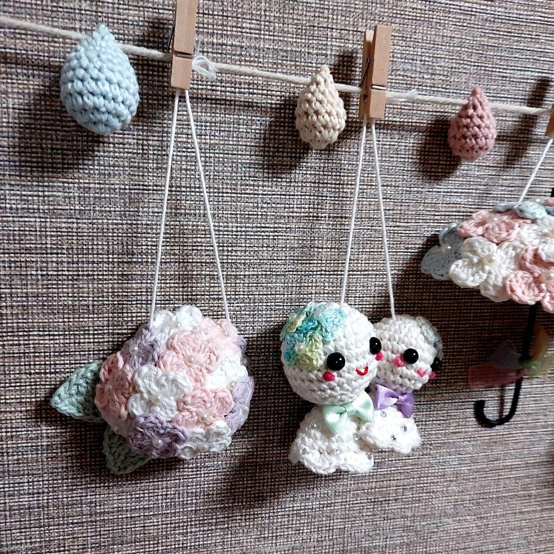 ハンドメイド 梅雨ガーランド 編みぐるみ インテリア イベント