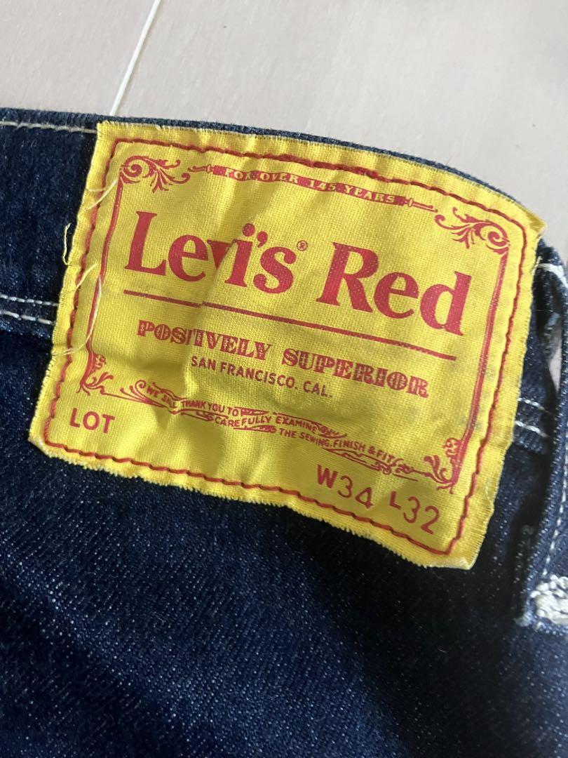 【濃紺】LEVIS RED リーバイスレッド タックデニムパンツ　バギー　W34 濃紺】LEVIS RED リーバイスレッド タックデニムパンツ バギー