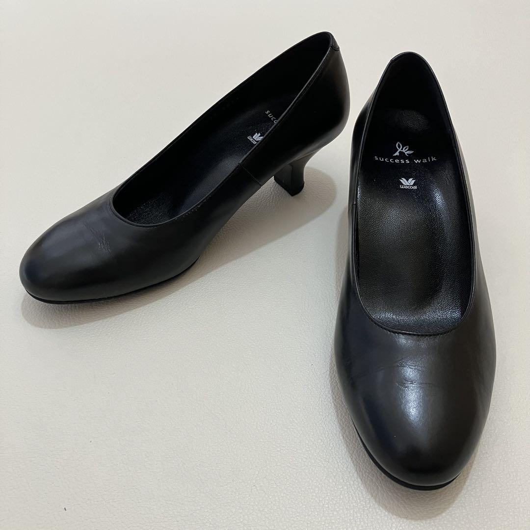 【22.5cm 3E】ワコール サクセスウォーク レザー プレーントゥ パンプス