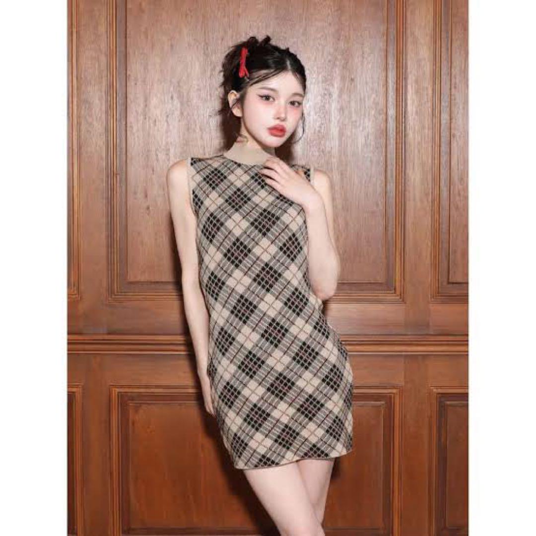 チェック柄ノースリーブミニワンピース Amazon.co.jp: [ZHONGJUE] ワンピース レディース