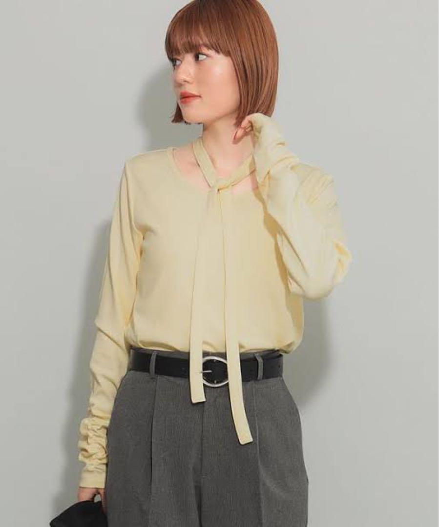 レイ　ビームス　ボウタイ　ギャザー　スリーブ tシャツ