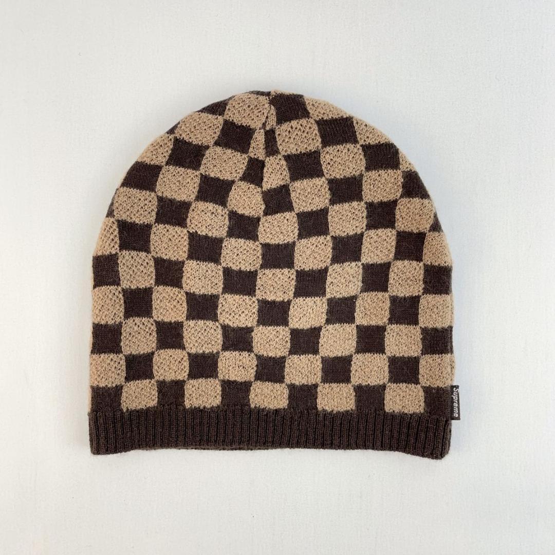 大人気正規品 Supreme シュプリーム ニット帽 チェッカー 茶色 ブラウン@RA40 ErGtM-m94106130669 数量限定安い