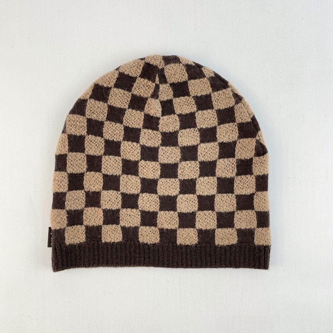 大人気正規品 Supreme シュプリーム ニット帽 チェッカー 茶色 ブラウン@RA40 ErGtM-m94106130669 数量限定安い