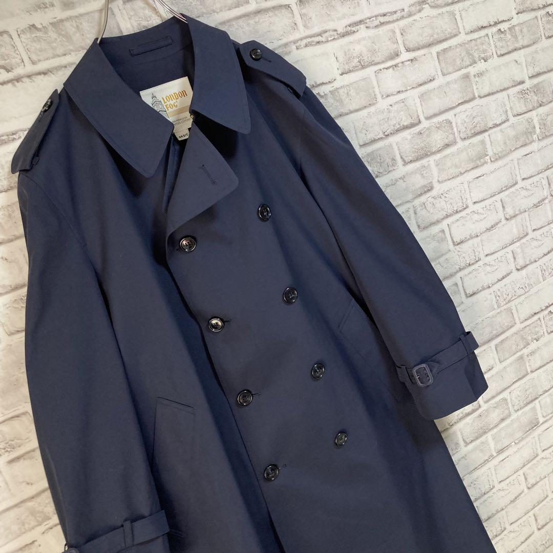 希少ネイビーカナダ製トレンチコート★LONDON FOG ロングコート 44