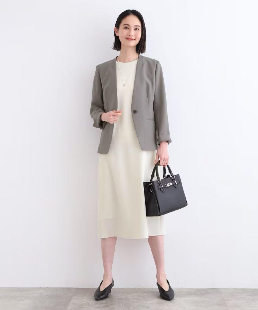 24SS INDIVI インディヴィ　ベルト付きフレアワンピース　15号　3L