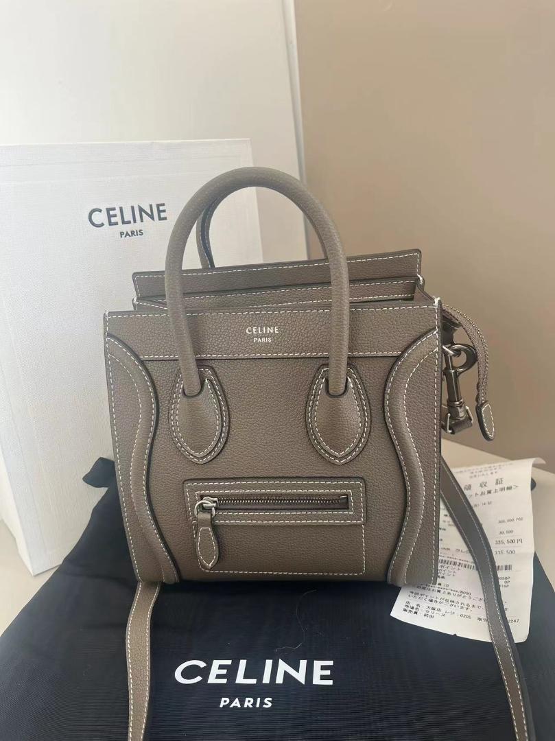 CELINE グレー ショルダーバッグ CELINE セリーヌ トリオ ショルダーバッグ グレー