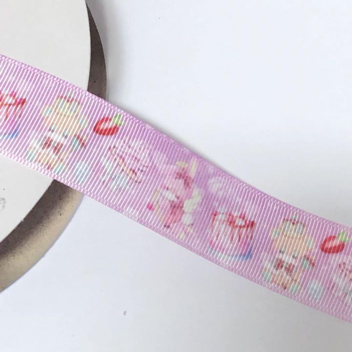うさぎ くま柄 リボン ムラサキ