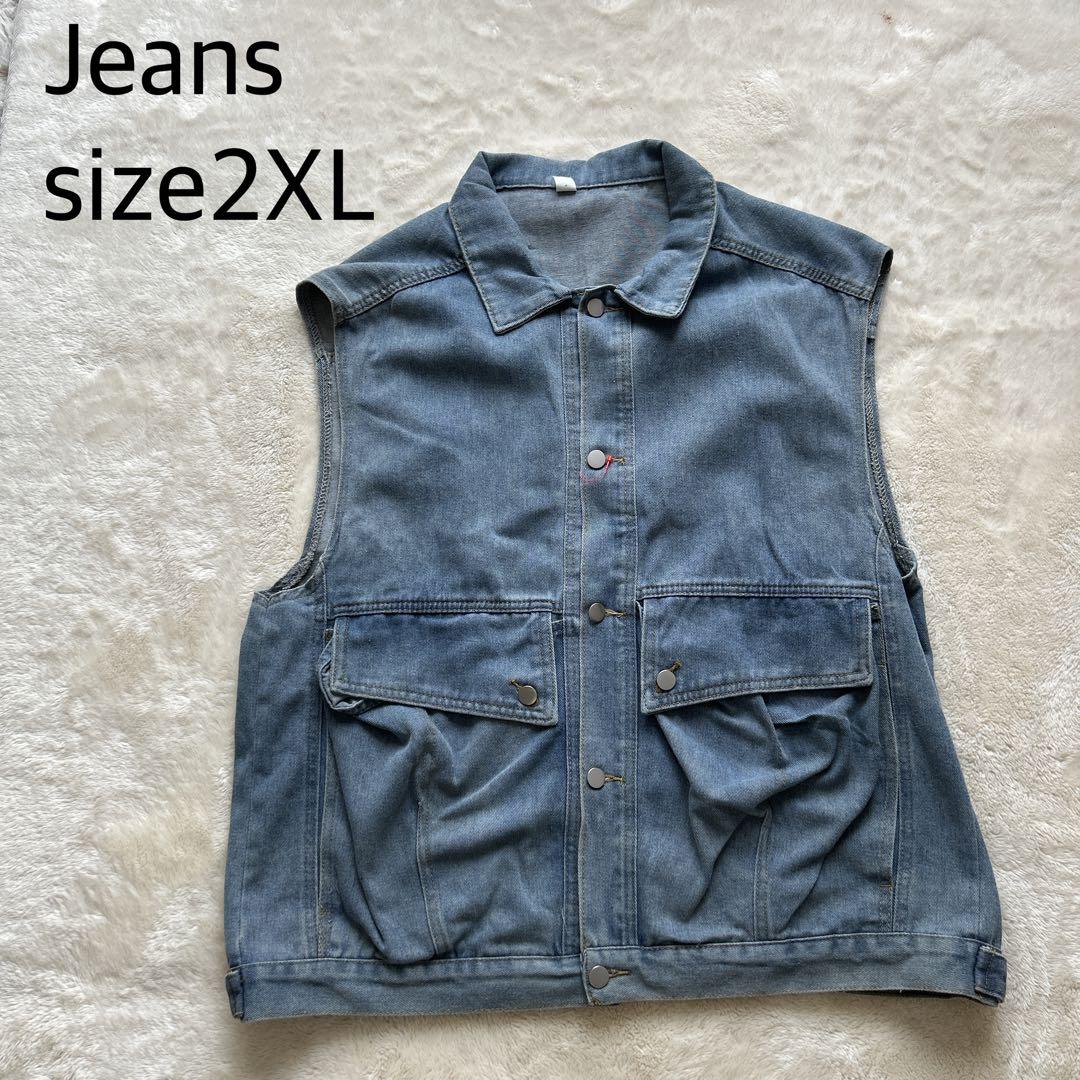 ライトブルーデニムノースリーブジャケット 2XL - メルカリ