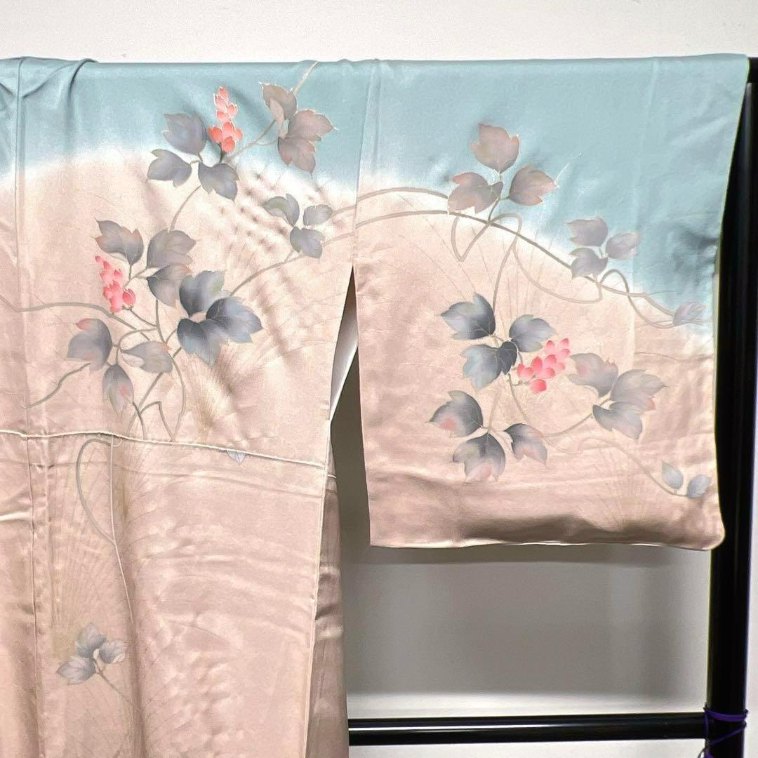 葦に花模様の訪問着　着物　124w