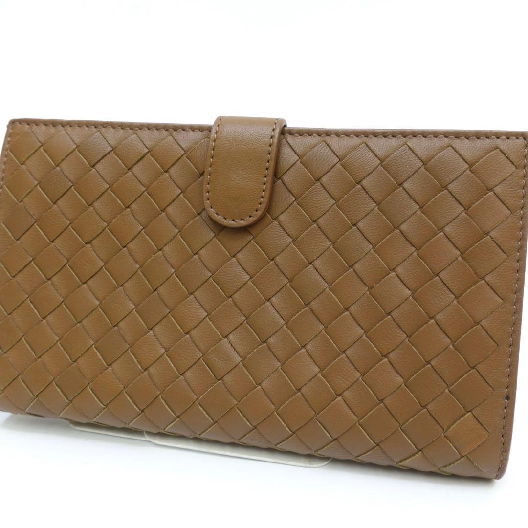 ボッテガヴェネタ　長財布　ラウンドジップ　イントレチャート　ブラウン　ウォレット