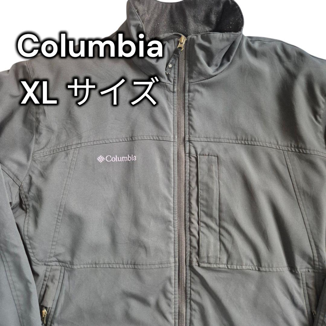 Columbia ソフトシェル ナイロンジャケット XL ブラック 刺繍ロゴ