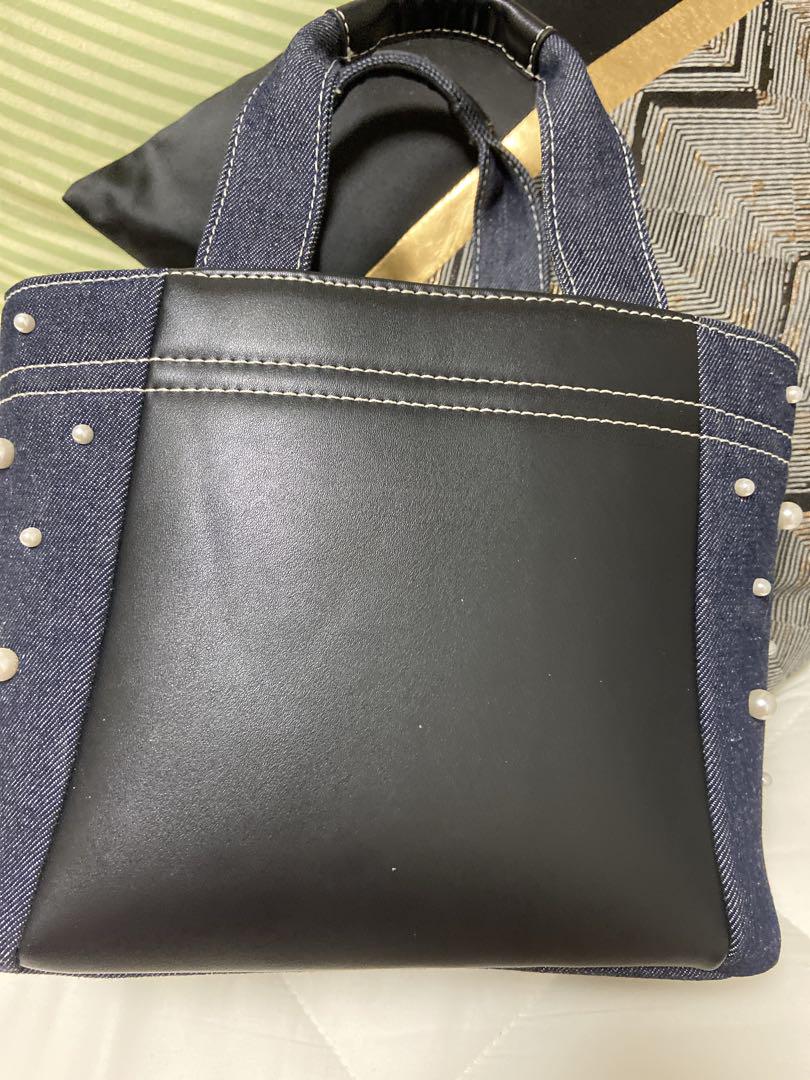 【新品同様】JILLSTUART パールフリルトートバッグ 黒