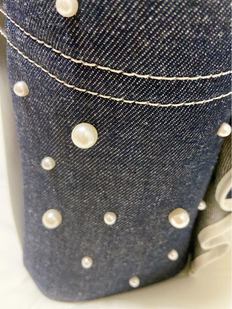 【新品同様】JILLSTUART パールフリルトートバッグ 黒