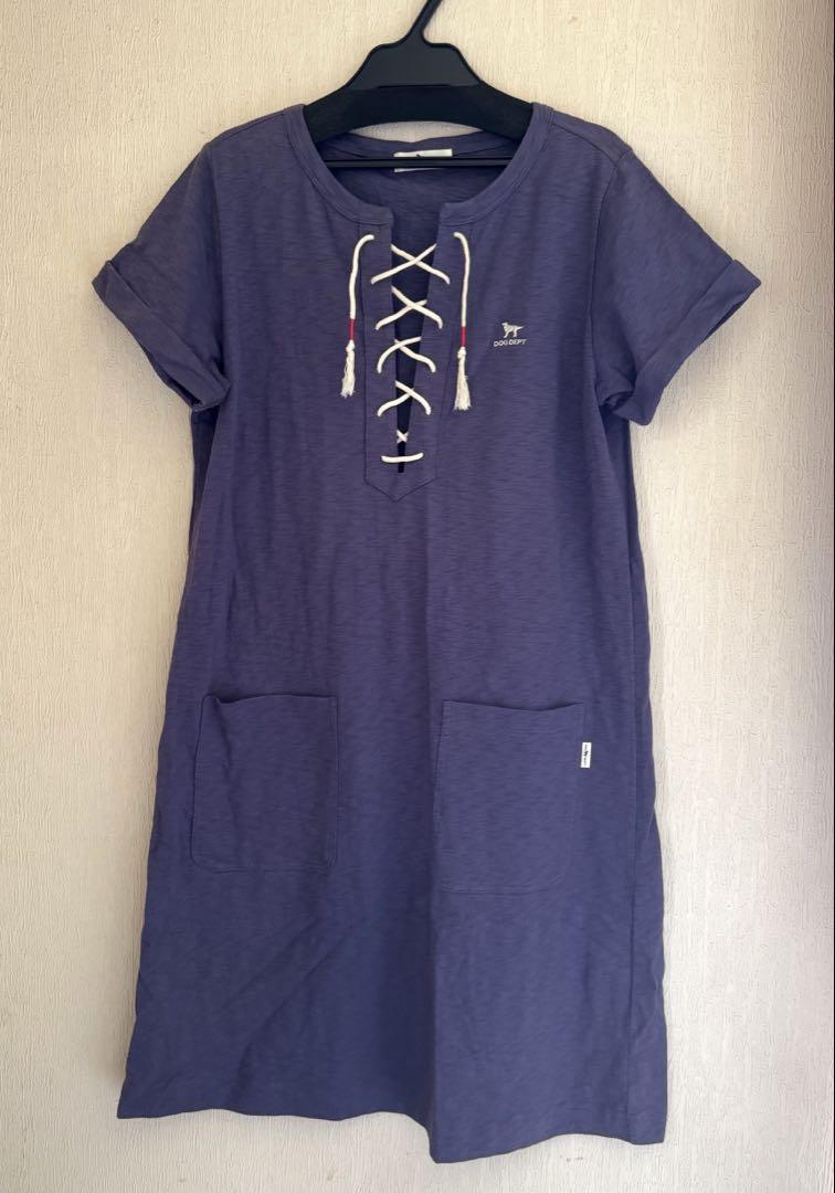 DOG DEPT レースアップ Tシャツワンピース ネイビー FREEサイズ