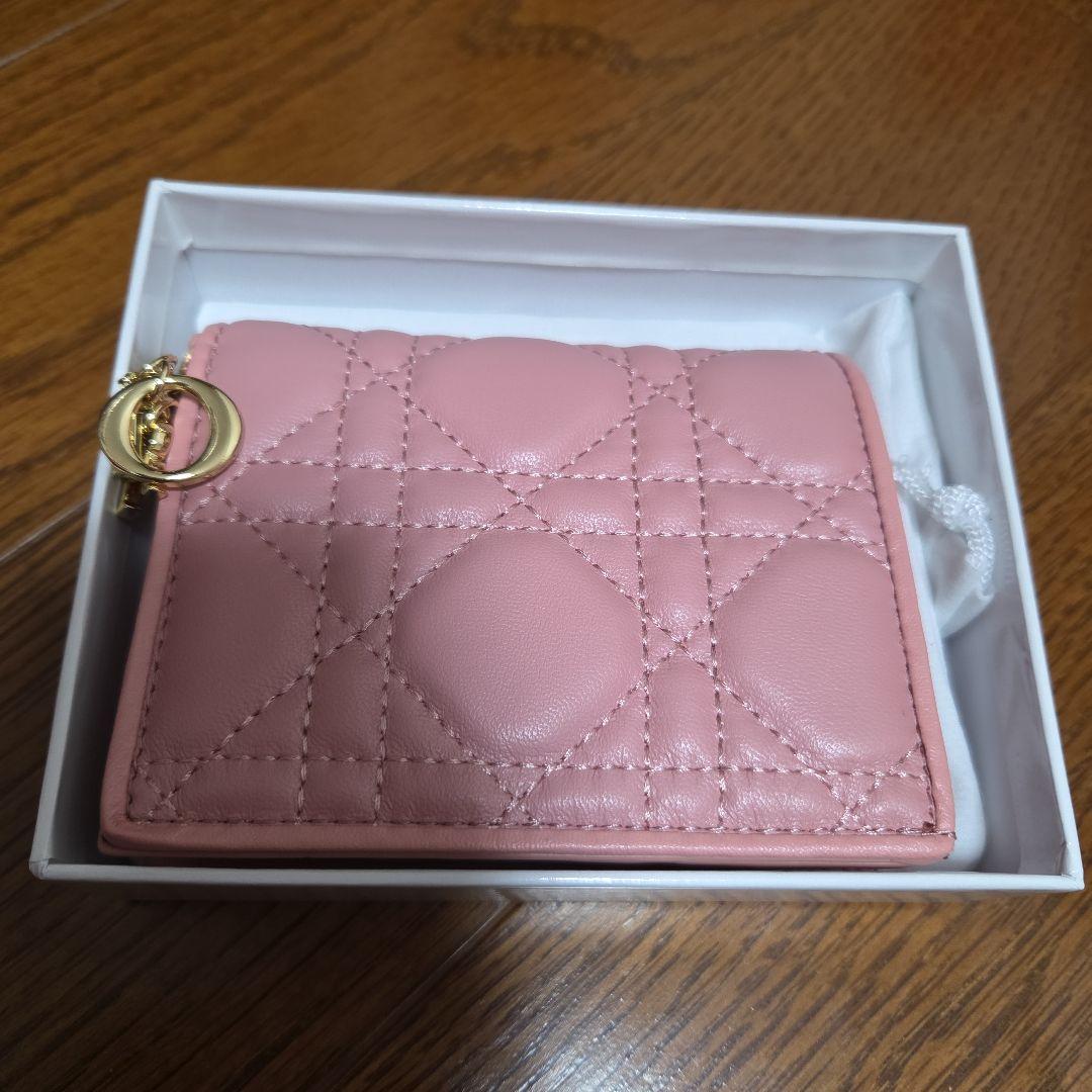 美品 LADY DIOR ミニウォレットピンク