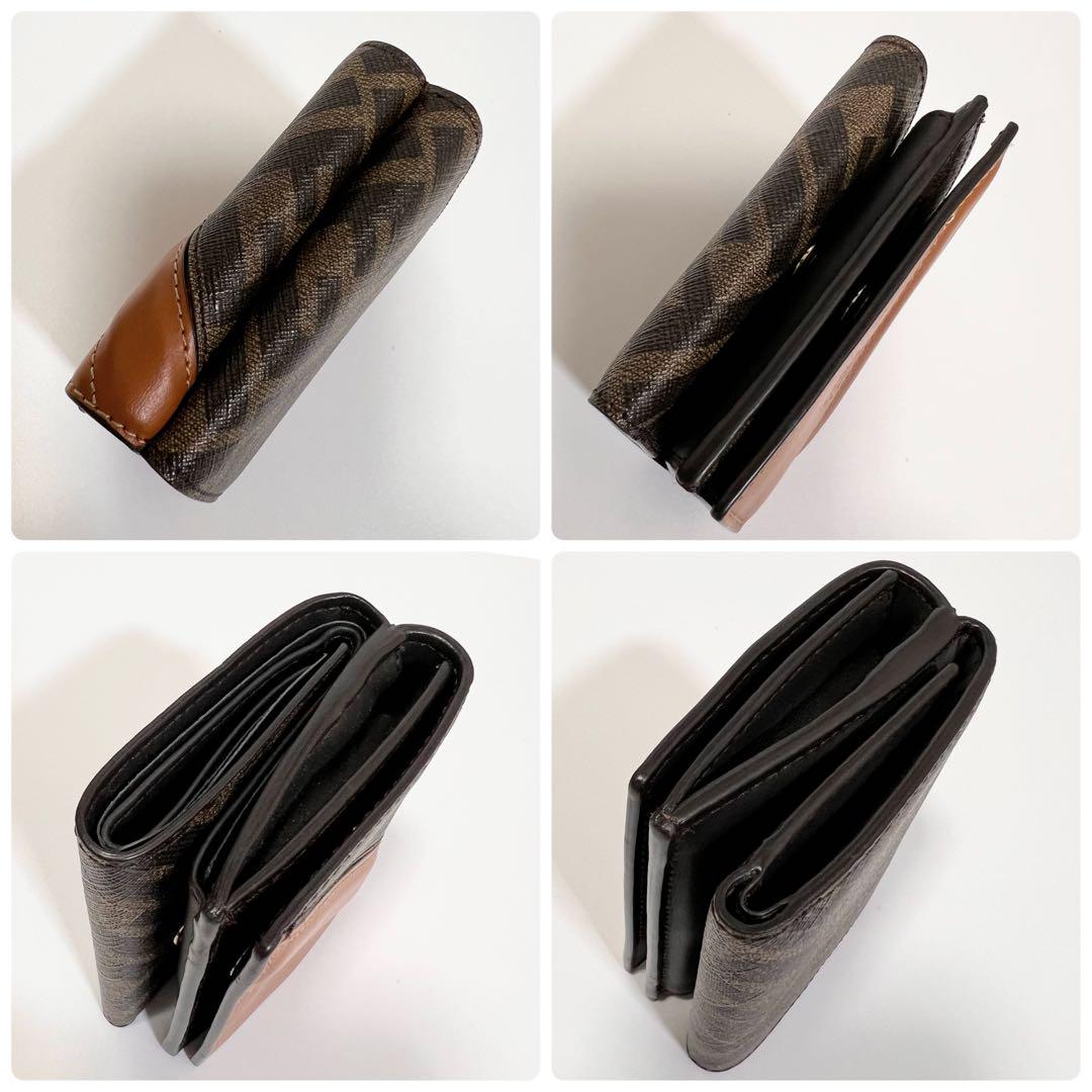 未使用☆付属品完備 FENDI 三つ折り財布 ズッカ柄×レザー PVC 総柄