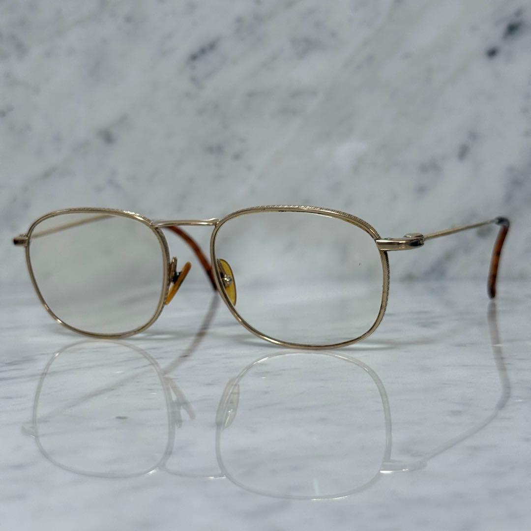 90s dunhill ダンヒル メガネ 眼鏡 金属 メタル ゴールド 金