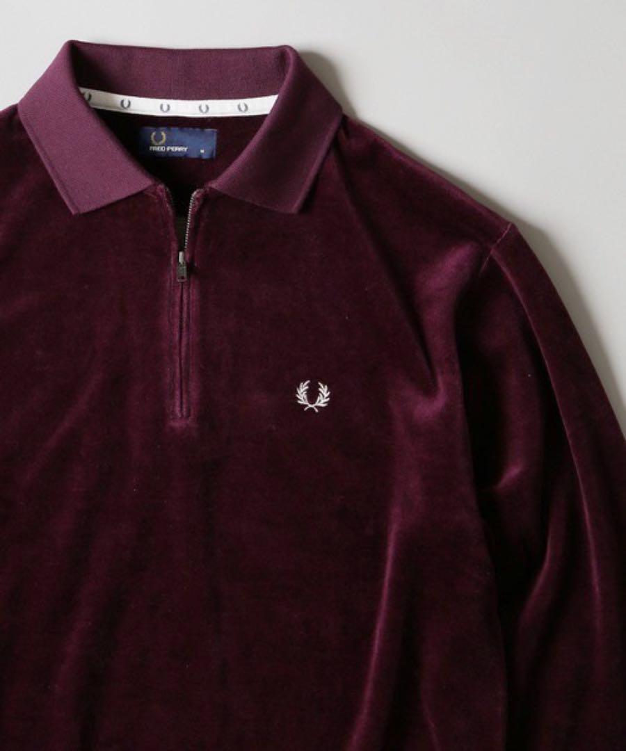 日本限定モデル】 FRED PERRY ベロアハーフジップポロ スウェット プル オンライン買付 フレッドペリー ハーフジップ ベロア 限定 パーカー