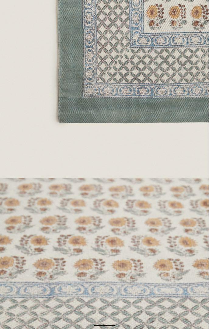 ZARA home キッチンマット ラグ フラワーブロックプリント