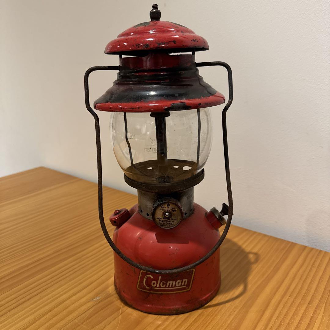 【動作未確認】Coleman コールマン赤 ランタン ガラス・金属製　200A