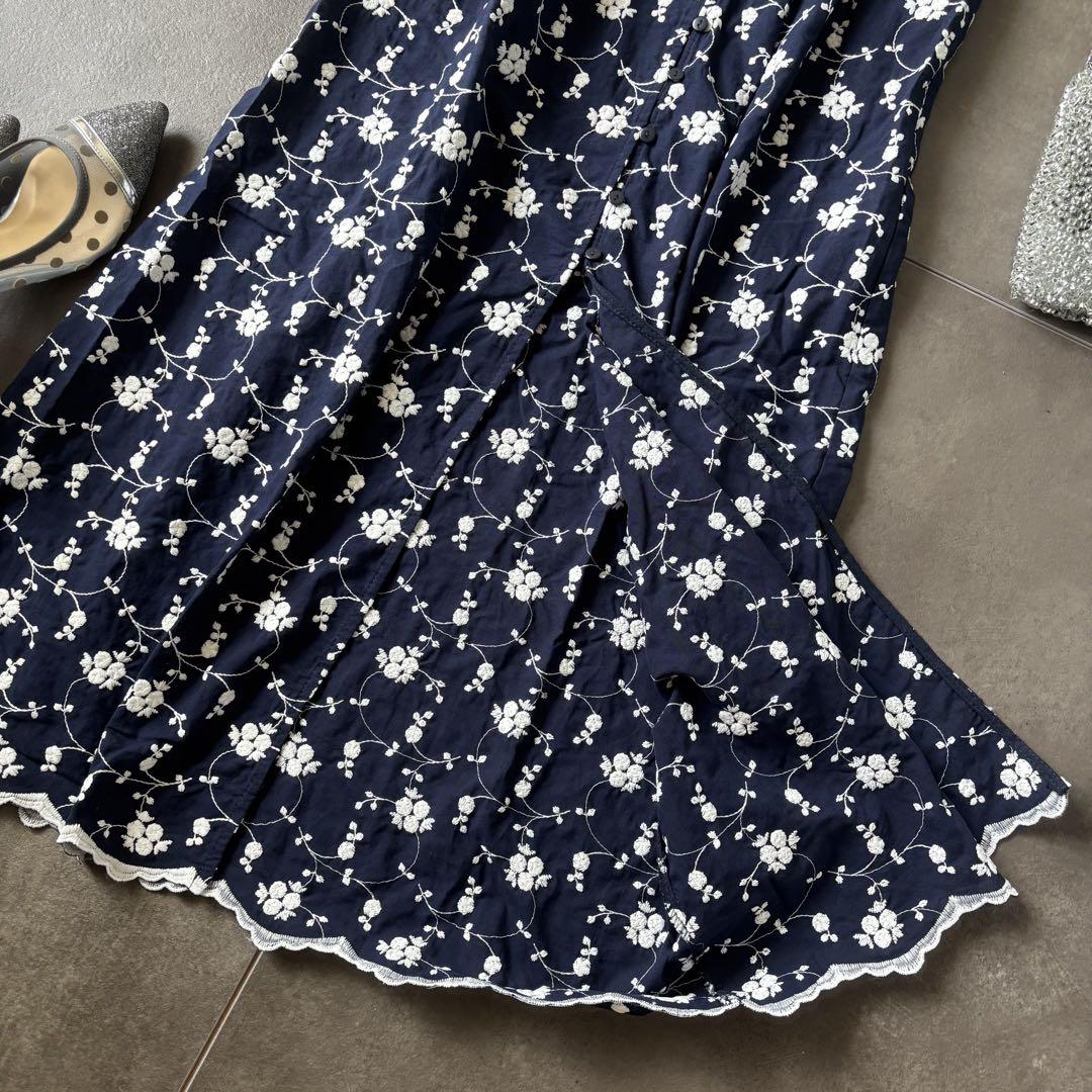 未使用　ZARA エンブロイダリー　ロング　ミディ　ワンピース　刺繍　花柄　S