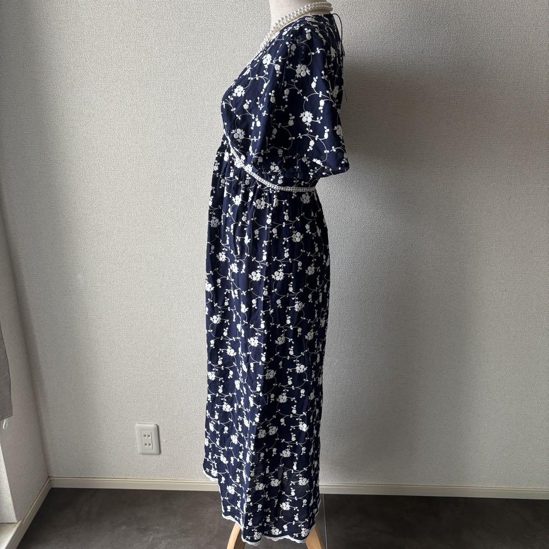 未使用　ZARA エンブロイダリー　ロング　ミディ　ワンピース　刺繍　花柄　S