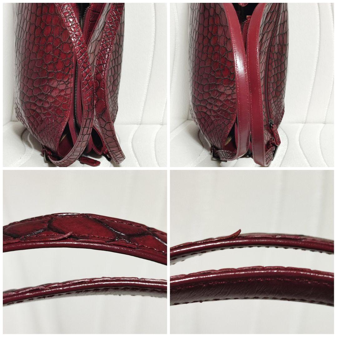 極美品 目地染め アリゲーター 2way ハンドバッグ ショルダーバッグ ワニ革