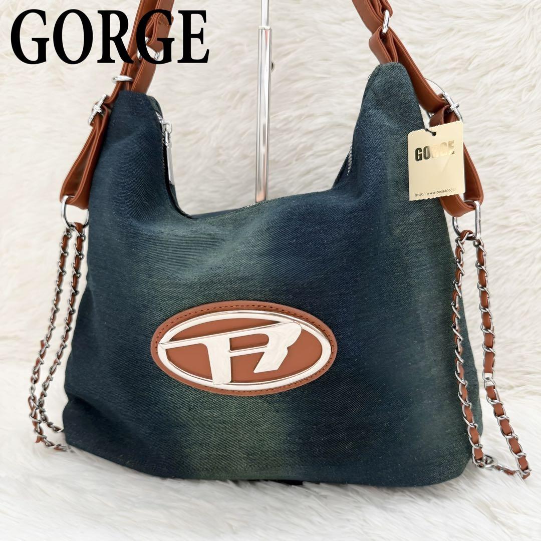【新品】GORGE Y2K ワンショルダーバッグ　肩掛け　リュック　デニム　ロゴ