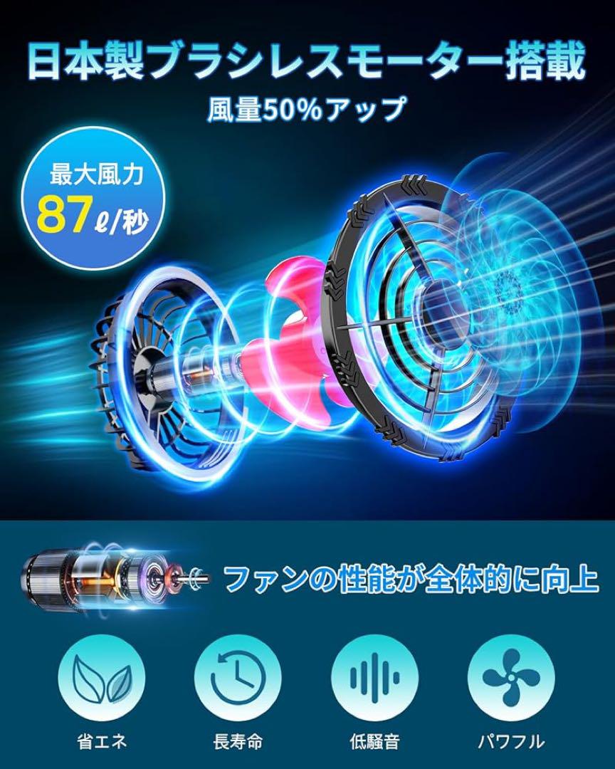 空調作業服 ファン　バッテリーセット 12V高出力ファン