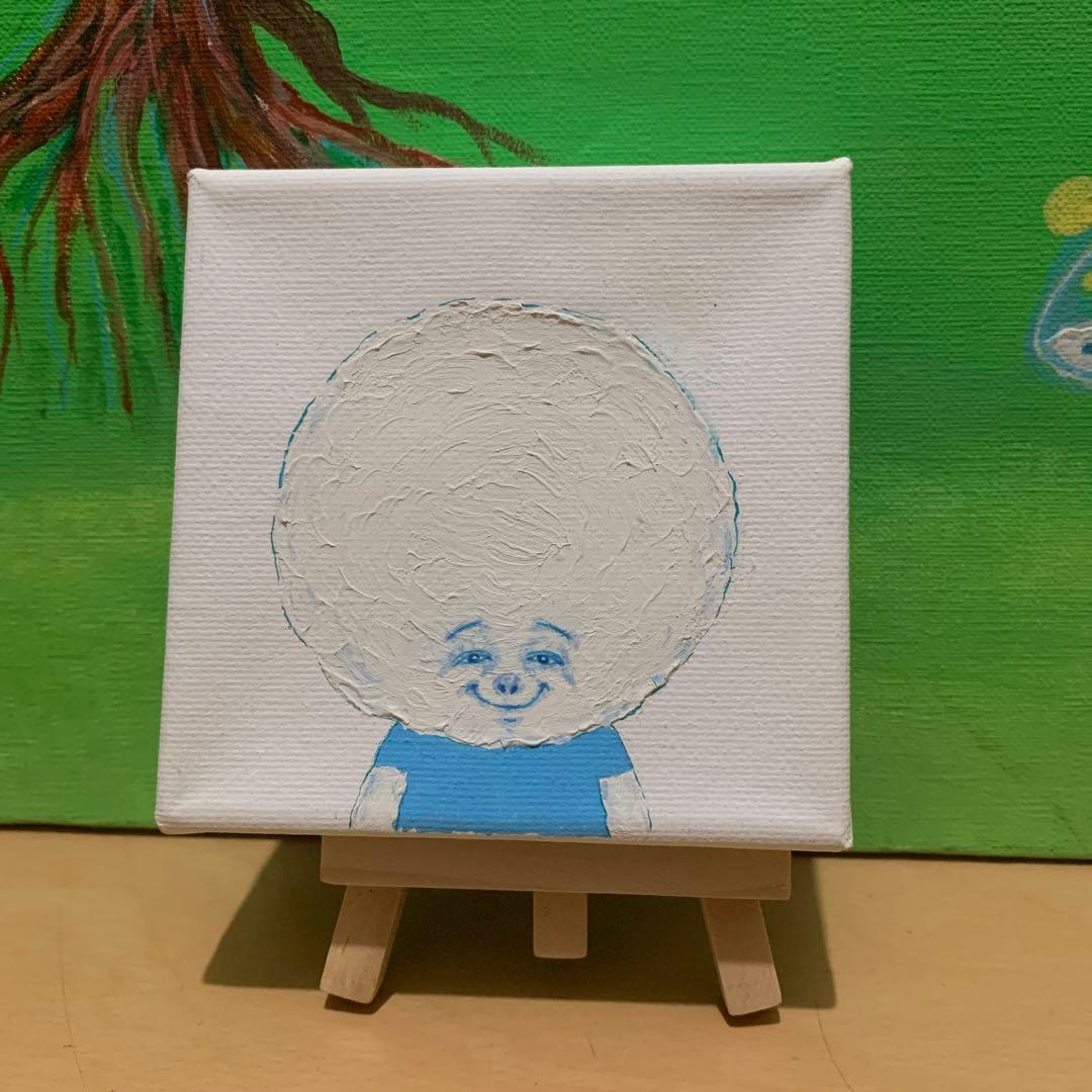 ポップアート 青いキャラクター 小型キャンバス目立った傷や汚れなし