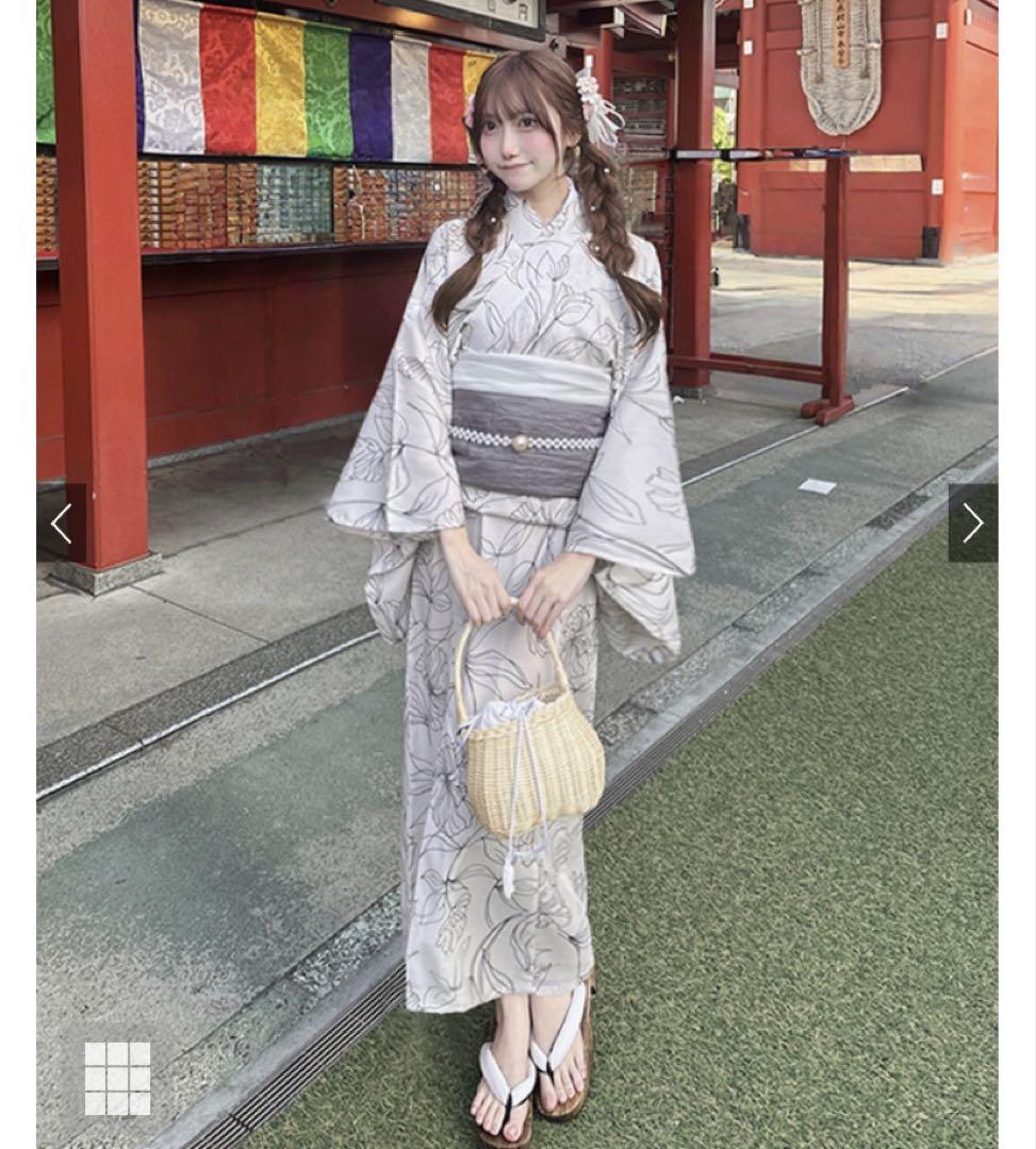 GRL グレイル　3点セット2Way線花柄セパレート浴衣[tu1486]