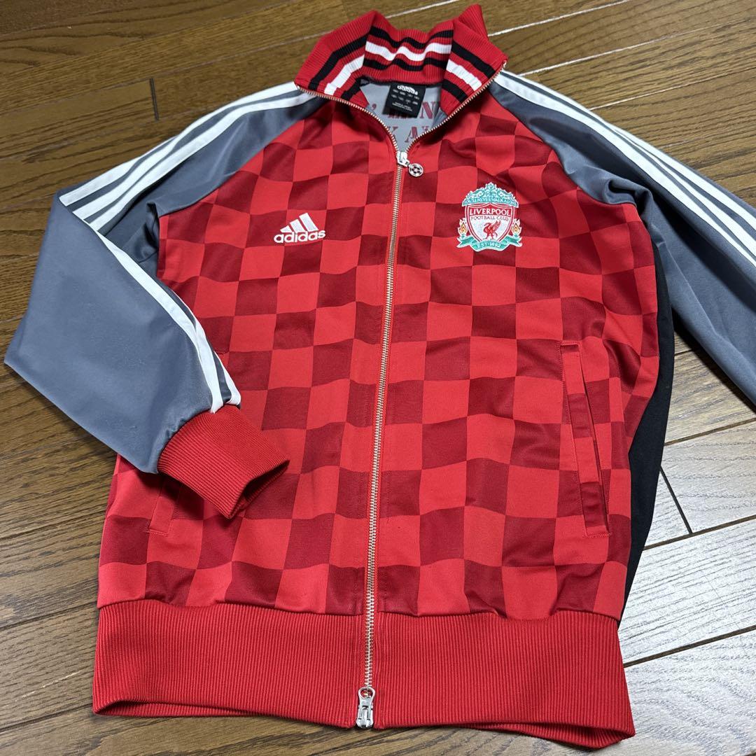 アディダス　リバプール　トラックトップ　チェッカーフラッグ　市松模様　プレミア