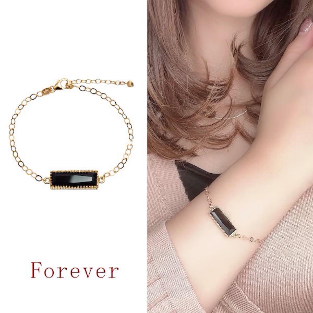 イタリア製 ゴールド ブレスレット 14K GF 14金 K14 オニキス イタリア製 ゴールド ブレスレット 14K GF 14金 K14 オニキス