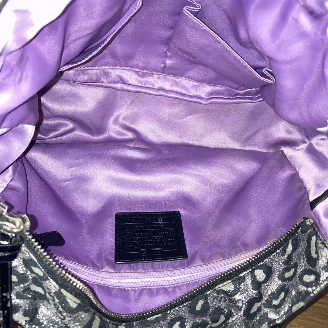 COACHレオパード 豹柄 ブラック シルバー　トートバッグ 黒 17675 COACHレオパード 豹柄 ブラック シルバー トートバッグ 黒 17675