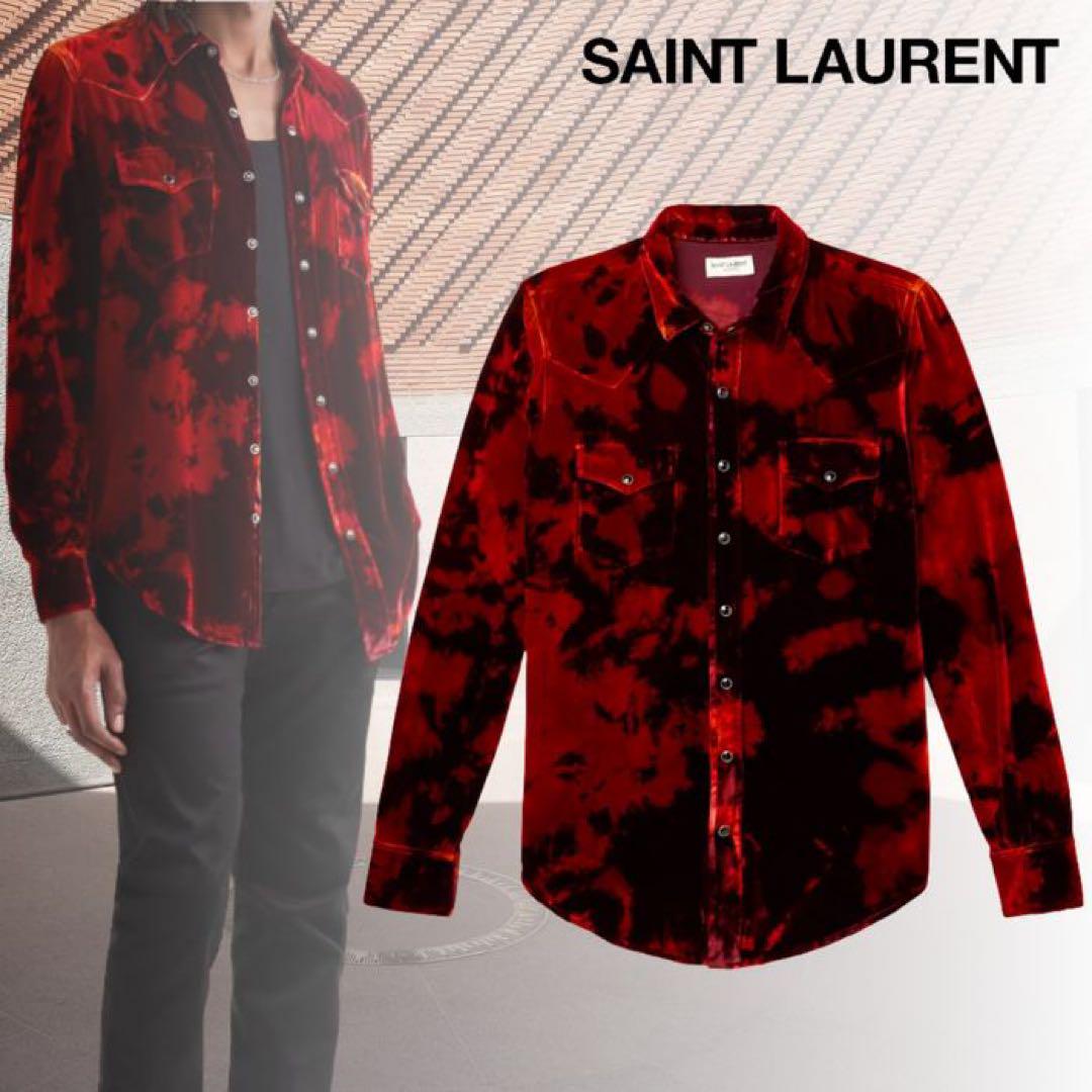 SAINT LAURENT サンローラン タイダイ ベルベットシャツ XS