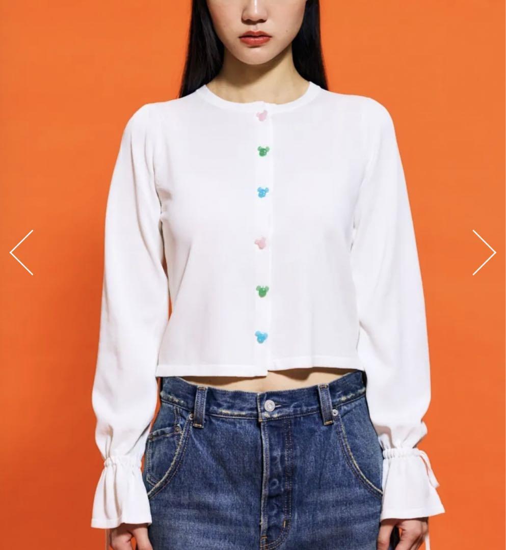 moussy♡ミッキー型ボタン付きホワイトトップス