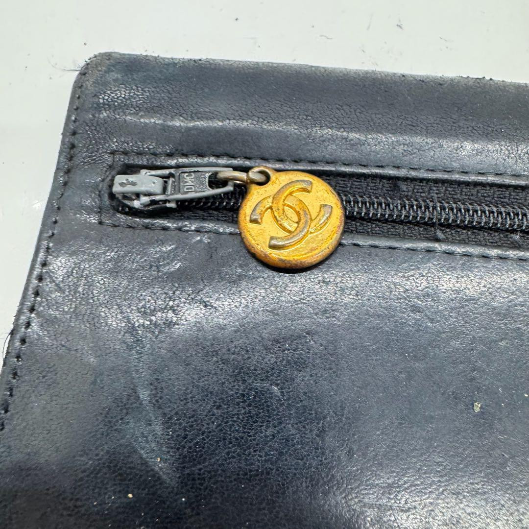[鑑定済] CHANEL ヴィンテージシャネル　ココマーク 長財布 レザー