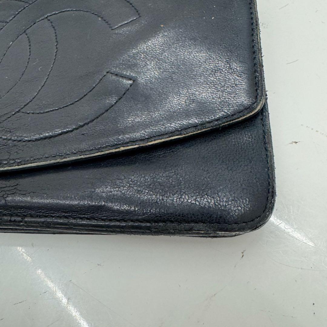 [鑑定済] CHANEL ヴィンテージシャネル　ココマーク 長財布 レザー